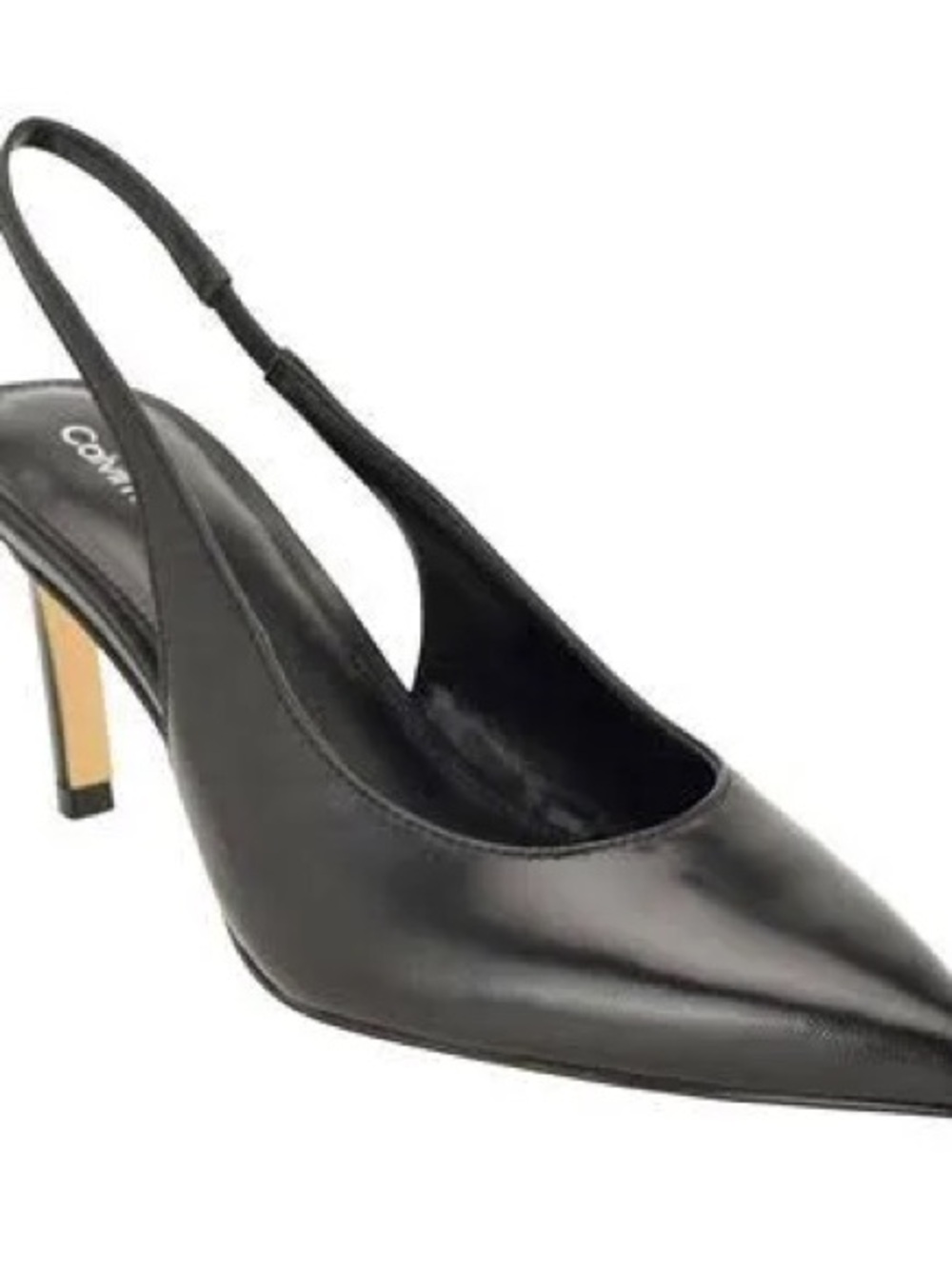 Calvin Klein Black Pointed Slingback Stiletto Heels, Size 10